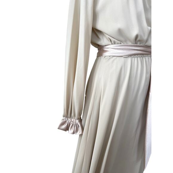 James Daugherty Dress MAXI Gown Vintage Dress Crepe Satin sz S‎ to M Tall - Picture 3 of 9